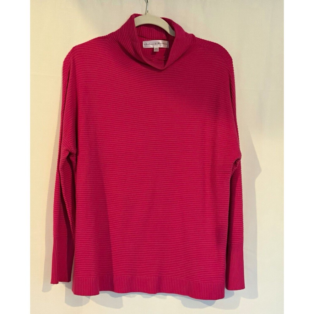Chelsea & Theodore Pink Ribbed Knit Cowl Neck Pullover Sweater Long Sleeve S/P